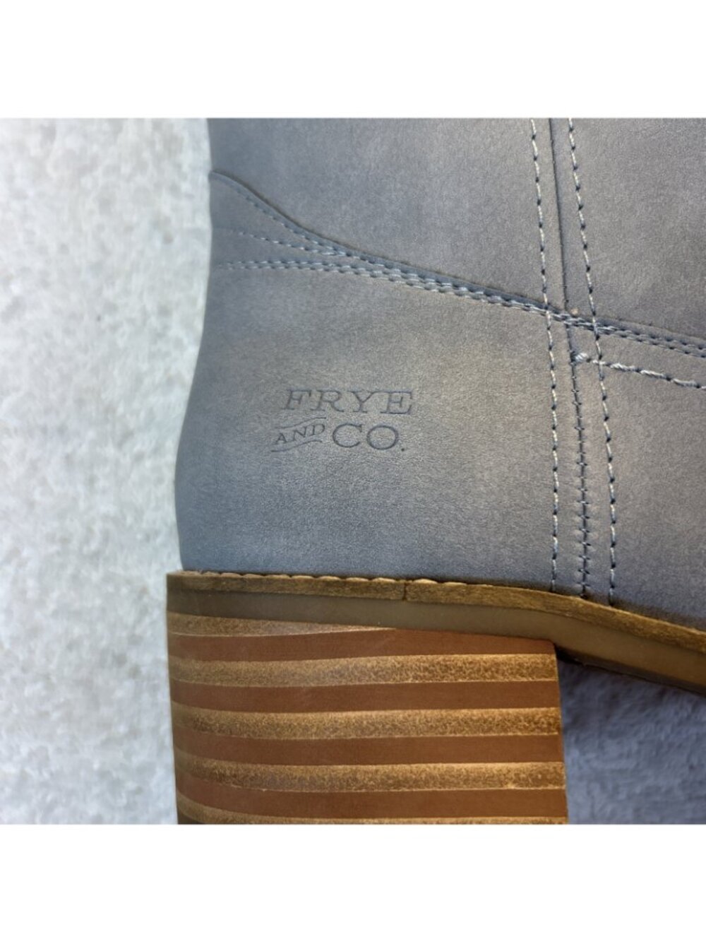 Frye Miranda 14 Riding Boots Knee High Western Dusty Blue Vegan Women Sz 9.5 NEW - Picture 4 of 13